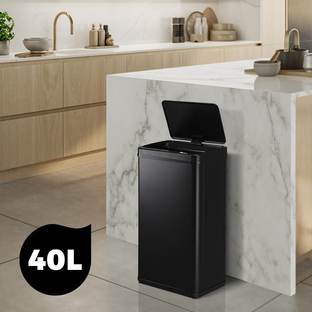 Oikiture 40L Motion Sensor Bin Automatic Black-Sensor Bin-PEROZ Accessories