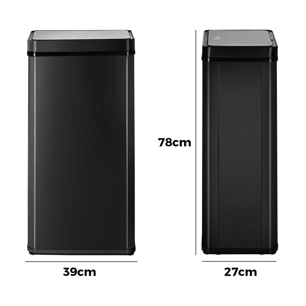 Oikiture 75L Motion Sensor Bin Automatic Rubbish Trash Can Black-Sensor Bin-PEROZ Accessories