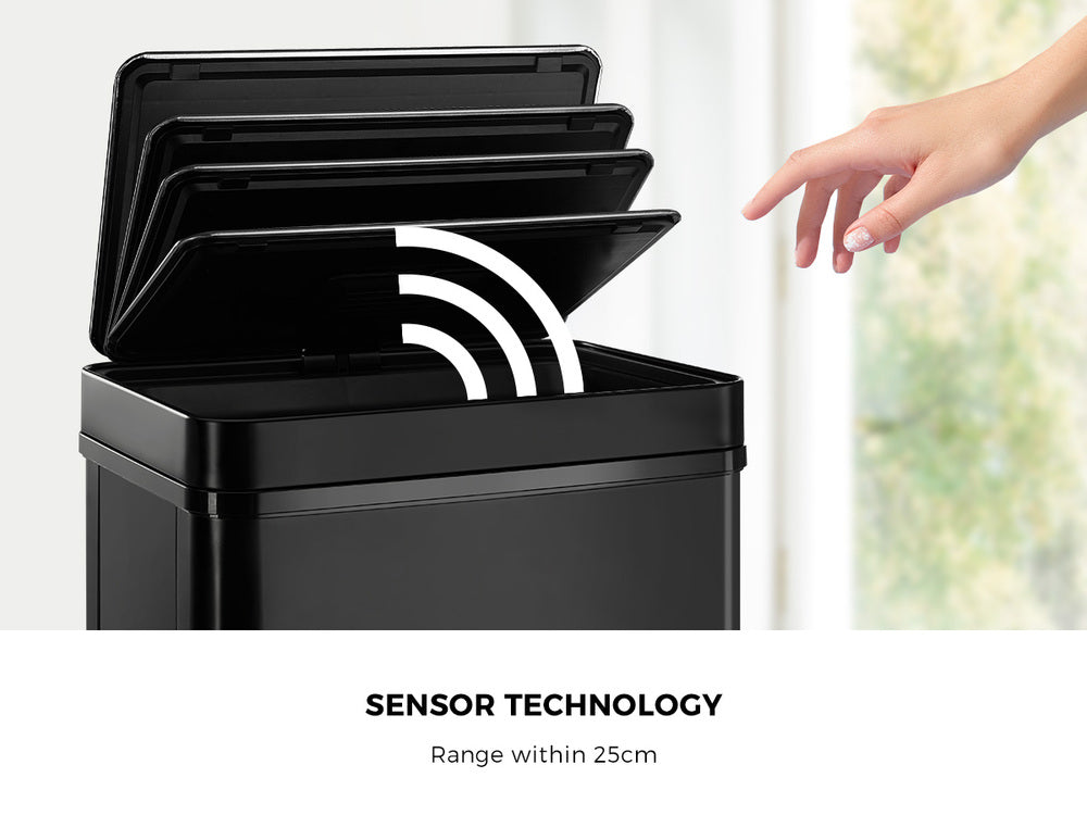Oikiture 75L Motion Sensor Bin Automatic Rubbish Trash Can Black-Sensor Bin-PEROZ Accessories