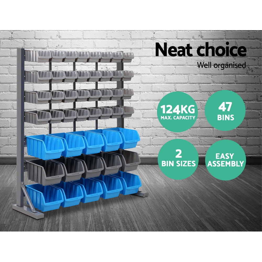 Giantz 47 Storage Bin Rack Free Stand Steel Stand-Tools > Tools Storage-PEROZ Accessories