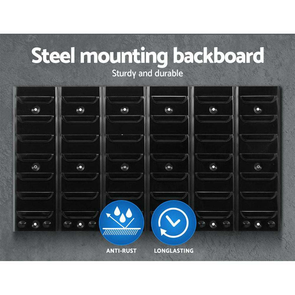 Giantz 24 Storage Bin Rack Wall Mounted-Tools > Tools Storage > Wall Storage Racks-PEROZ Accessories