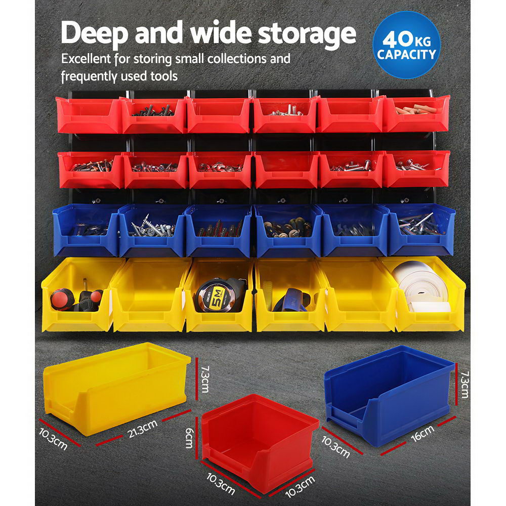 Giantz 24 Storage Bin Rack Wall Mounted-Tools > Tools Storage > Wall Storage Racks-PEROZ Accessories
