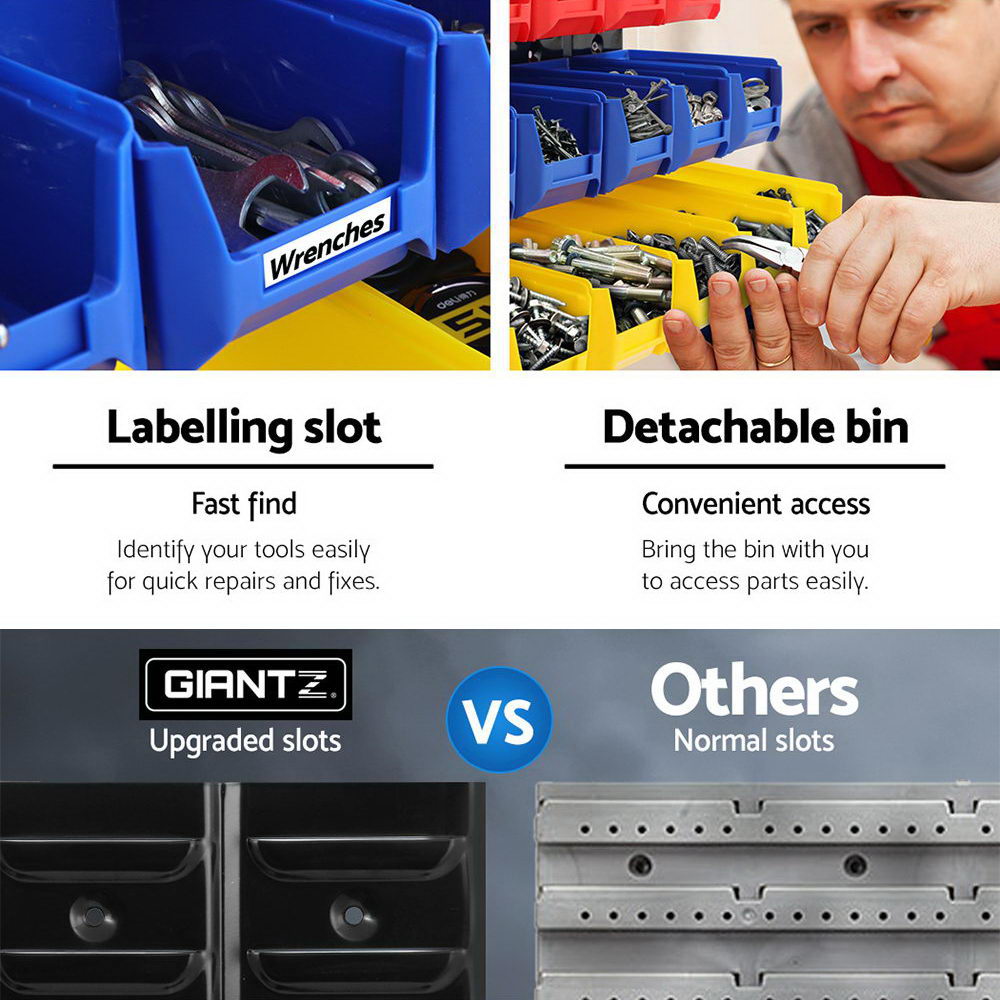 Giantz 24 Storage Bin Rack Wall Mounted-Tools > Tools Storage > Wall Storage Racks-PEROZ Accessories