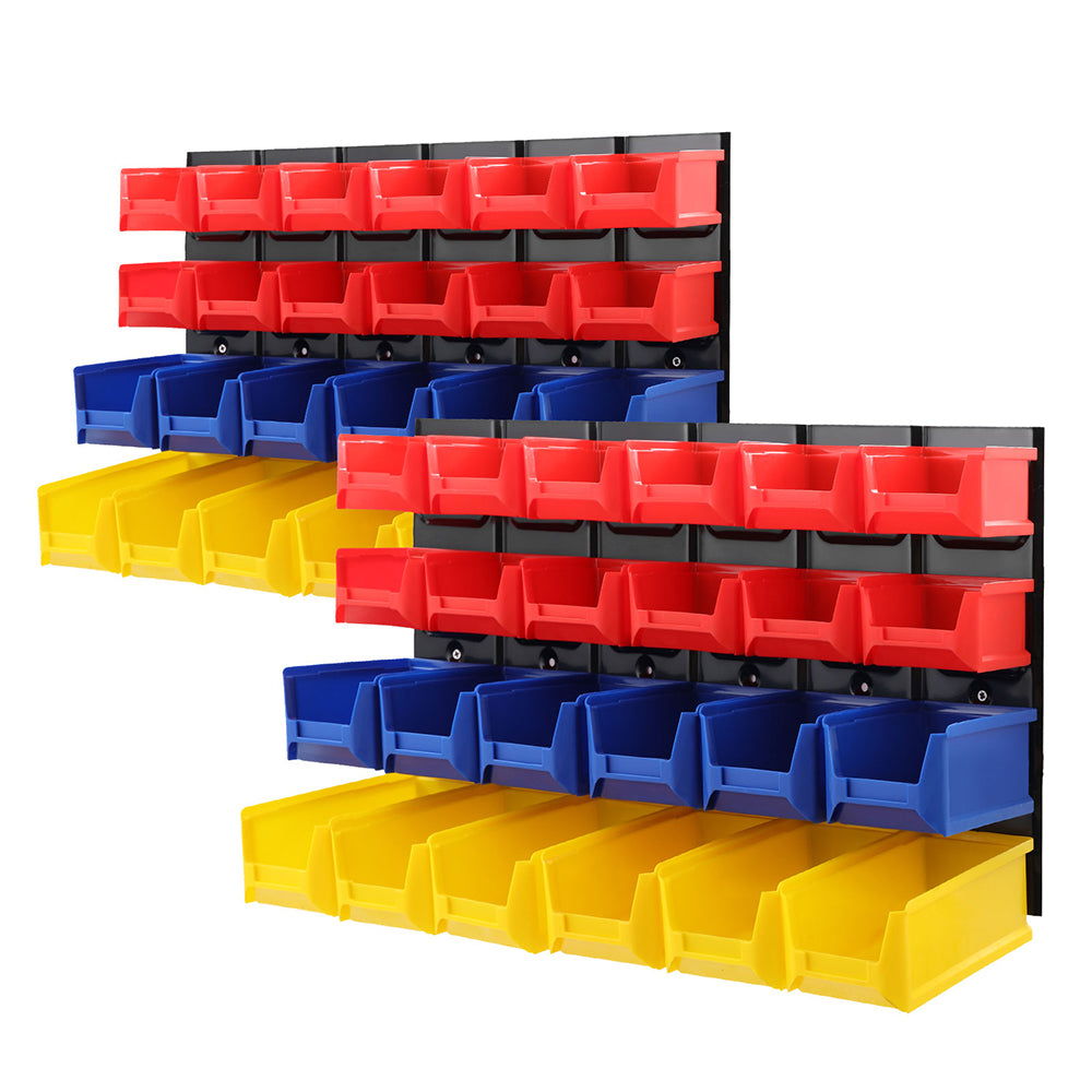 Giantz 48 Storage Bin Rack Wall Mounted Peg Board-Tools > Tools Storage > Wall Storage Racks-PEROZ Accessories