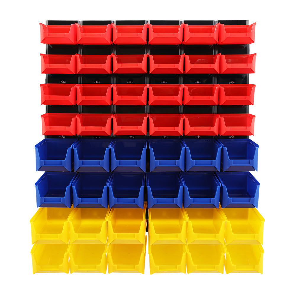 Giantz 48 Storage Bin Rack Wall Mounted Peg Board-Tools > Tools Storage > Wall Storage Racks-PEROZ Accessories