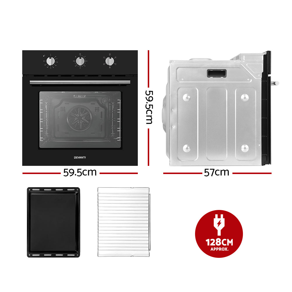 Devanti 60cm Electric Built In Wall Oven Stainless Steel-Appliances > Kitchen Appliances-PEROZ Accessories