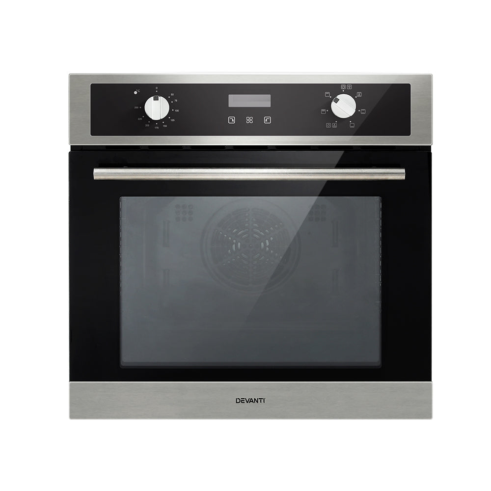 Devanti Electric Built In Wall Oven 80L Convection Grill Ovens Stainless Steel-Appliances > Kitchen Appliances-PEROZ Accessories