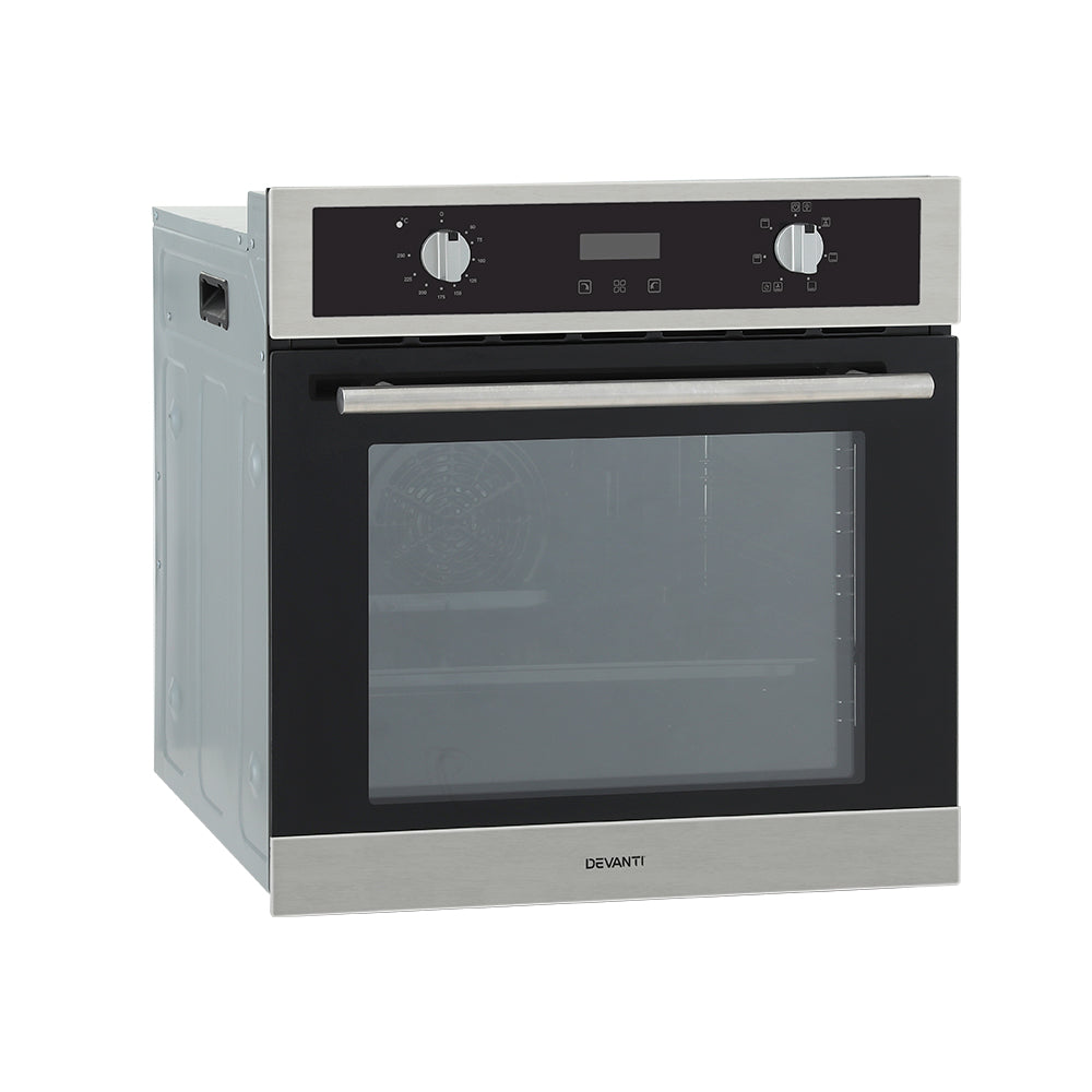 Devanti Electric Built In Wall Oven 80L Convection Grill Ovens Stainless Steel-Appliances > Kitchen Appliances-PEROZ Accessories