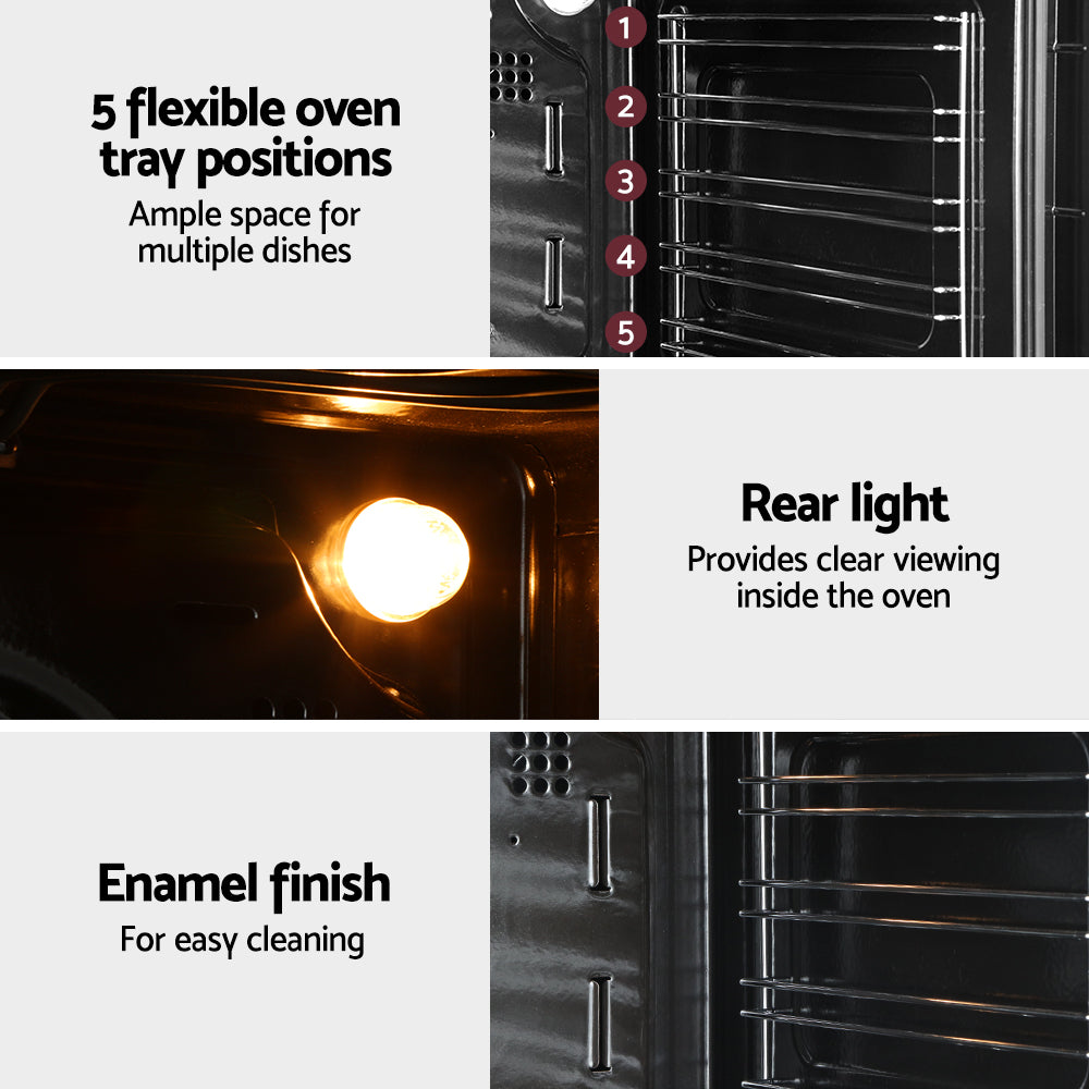 Devanti Electric Built In Wall Oven 80L Convection Grill Ovens Stainless Steel-Appliances > Kitchen Appliances-PEROZ Accessories