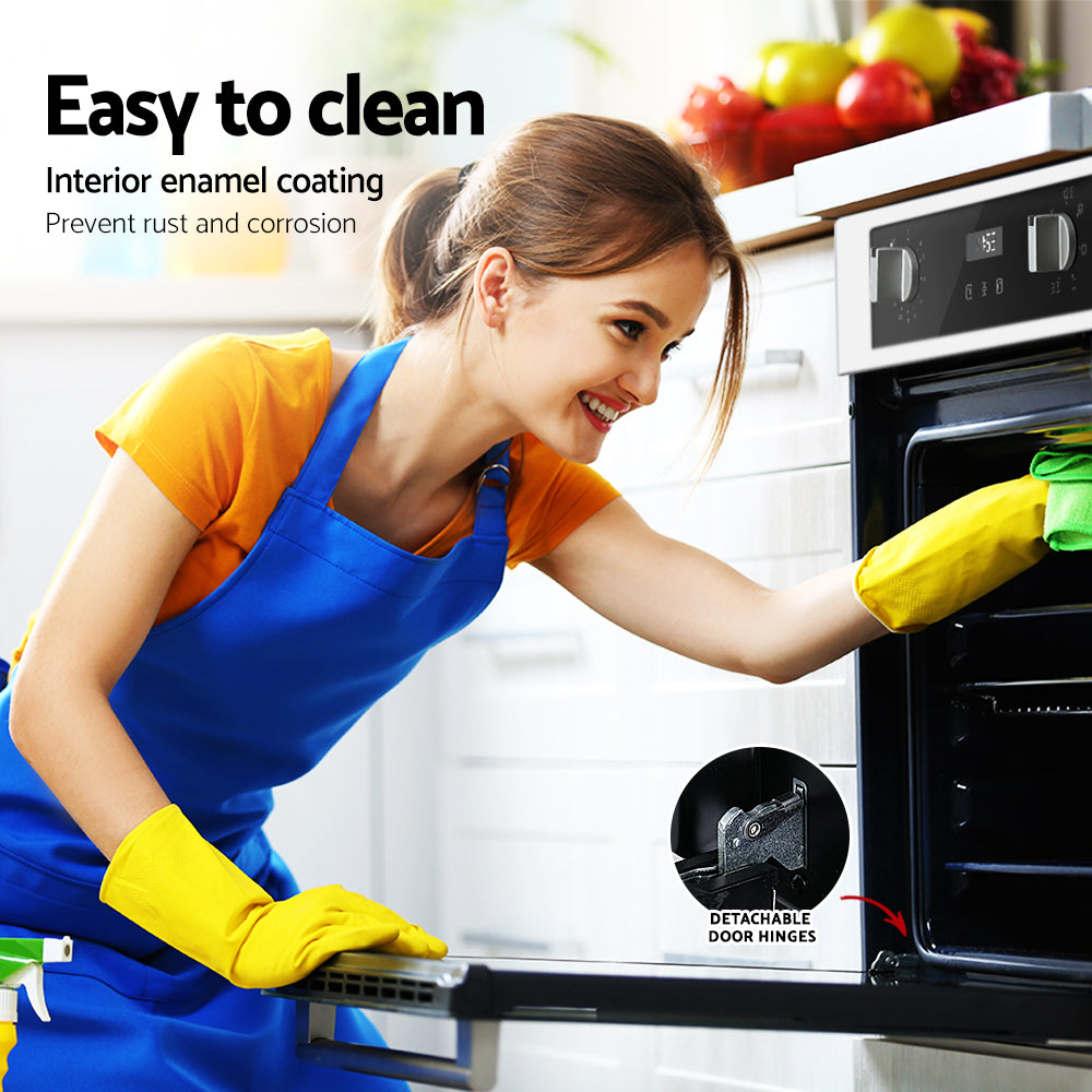 Devanti Electric Built In Wall Oven 80L Convection Grill Ovens Stainless Steel-Appliances > Kitchen Appliances-PEROZ Accessories