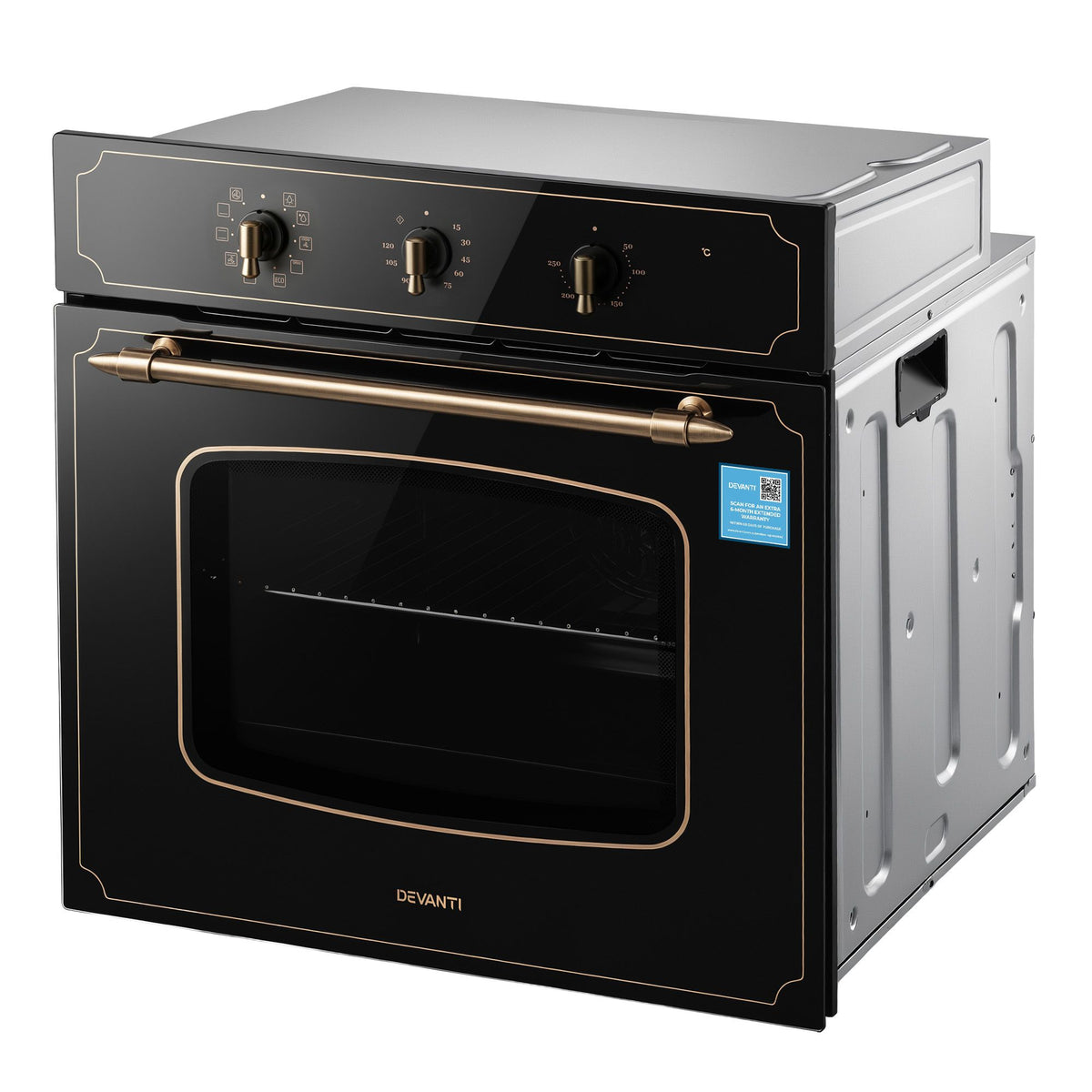 Devanti 60cm Built-In Electric Oven 80L Gross 9 Functions Black-Appliances > Kitchen Appliances > Ovens-PEROZ Accessories