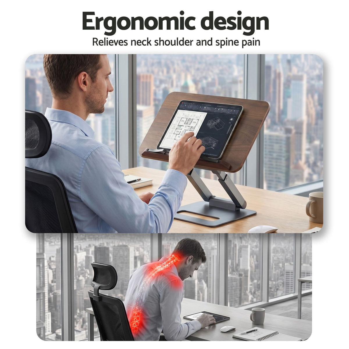 Artiss Book Stand Telescopic Book Holder with Page Clip Ergonomic Desktop Stands OAK-Furniture > Living Room > Bookcases & Shelves-PEROZ Accessories