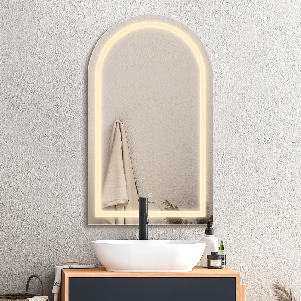 Welba LED Arched Bathroom Mirror Anti-fog Smart 100x60cm-Bathroom Mirrors-PEROZ Accessories