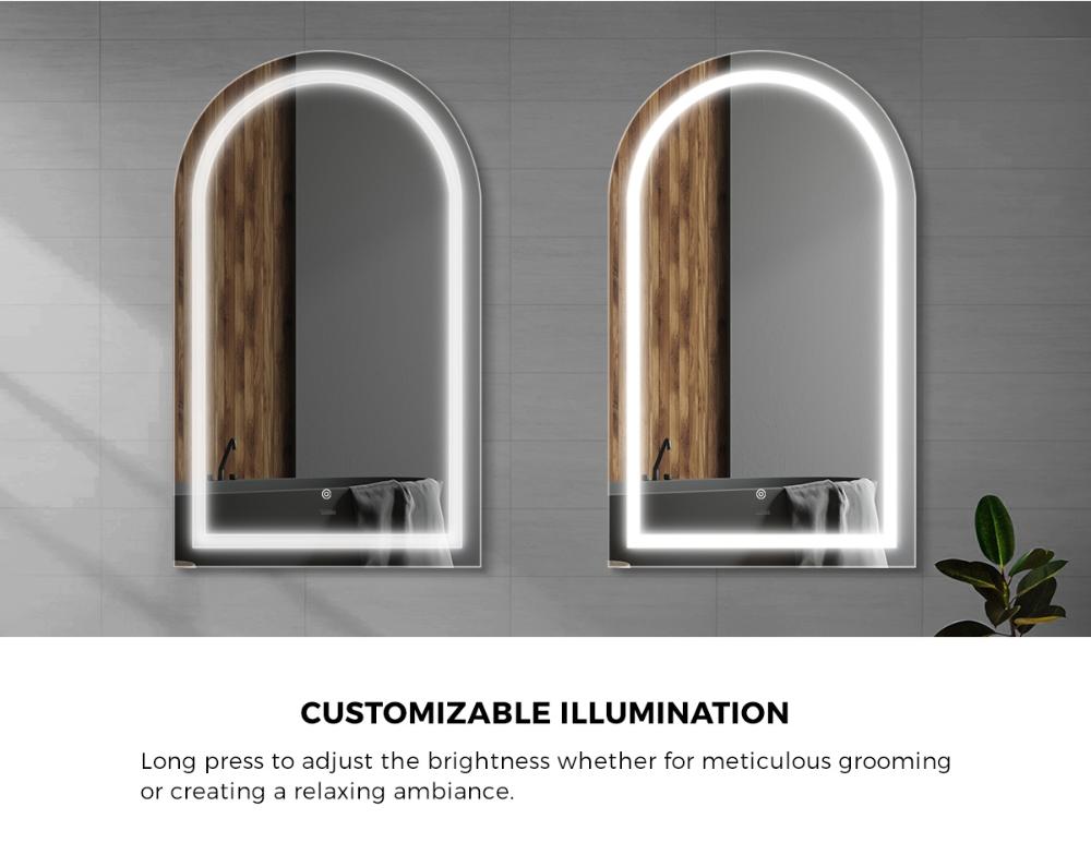 Welba LED Arched Bathroom Mirror Anti-fog Smart 100x60cm-Bathroom Mirrors-PEROZ Accessories