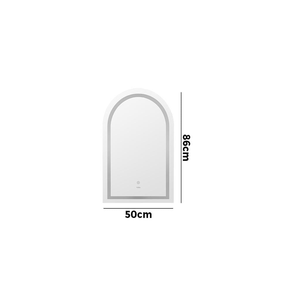 Welba LED Arched Bathroom Mirror Anti-fog Smart 86x50cm-Bathroom Mirrors-PEROZ Accessories