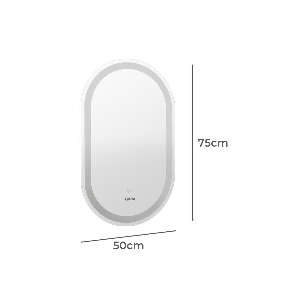 Oikiture Oval Bathroom LED Mirror 750 x 75cm Wall Mirror Makeup Vanity Mirror-Bathroom Mirrors-PEROZ Accessories