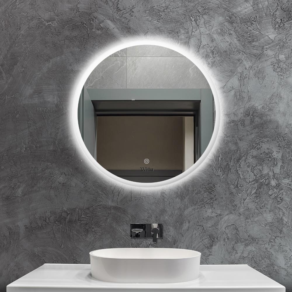 Oikiture Bathroom LED Mirror 60cm Round Mirror Wall Mounted Vanity Mirror-Bathroom Mirrors-PEROZ Accessories