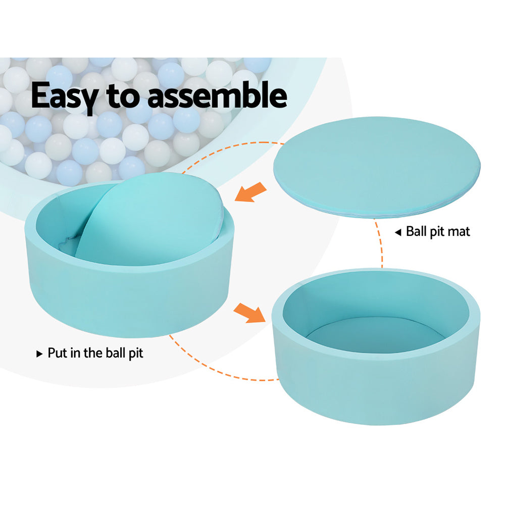 Keezi Kids Ball Pit 90x30cm Ocean Foam Play Pool Barrier Toys Children Blue-Baby & Kids > Gates & Playpens > Ball Pits & Play Pens-PEROZ Accessories