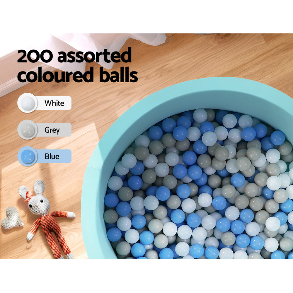 Keezi Kids Ball Pit 90x30cm Ocean Foam Play Pool Barrier Toys Children Blue-Baby & Kids > Gates & Playpens > Ball Pits & Play Pens-PEROZ Accessories
