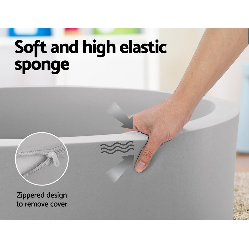 Keezi Kids Ball Pit 90x30cm Ocean Foam Play Pool Barrier Toys Children Grey-Baby & Kids > Gates & Playpens > Ball Pits & Play Pens-PEROZ Accessories