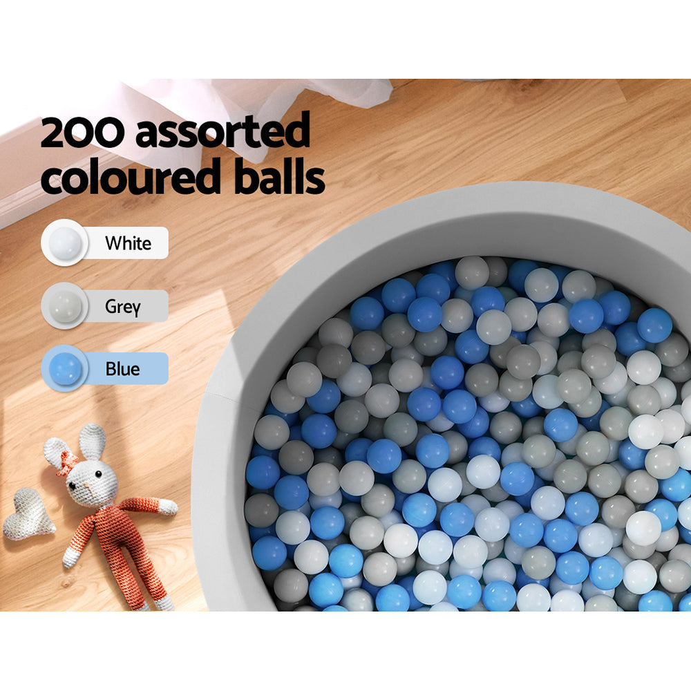 Keezi Kids Ball Pit 90x30cm Ocean Foam Play Pool Barrier Toys Children Grey-Baby & Kids > Gates & Playpens > Ball Pits & Play Pens-PEROZ Accessories
