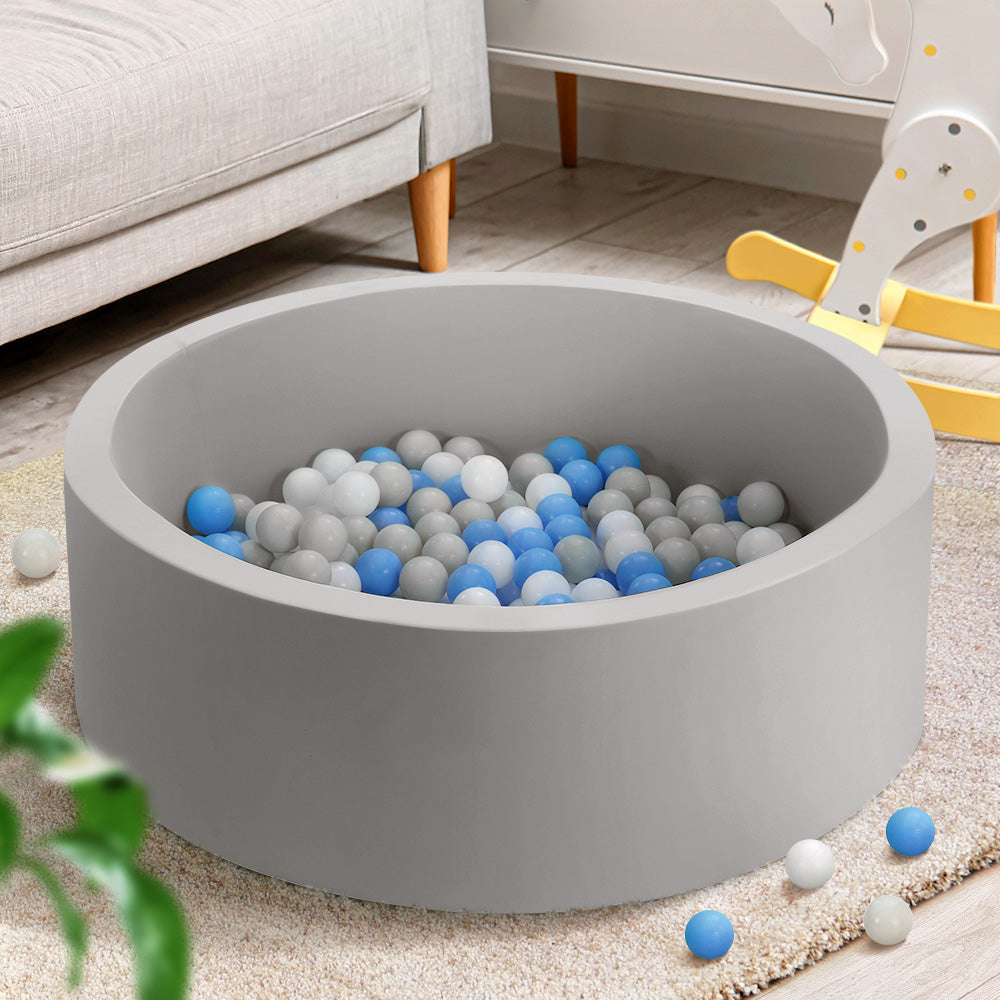 Keezi Kids Ball Pit 90x30cm Ocean Foam Play Pool Barrier Toys Children Grey-Baby & Kids > Gates & Playpens > Ball Pits & Play Pens-PEROZ Accessories