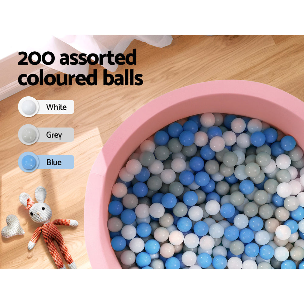 Keezi Kids Ball Pit 90x30cm Ocean Foam Play Pool Barrier Toys Children Pink-Baby & Kids > Gates & Playpens > Ball Pits & Play Pens-PEROZ Accessories