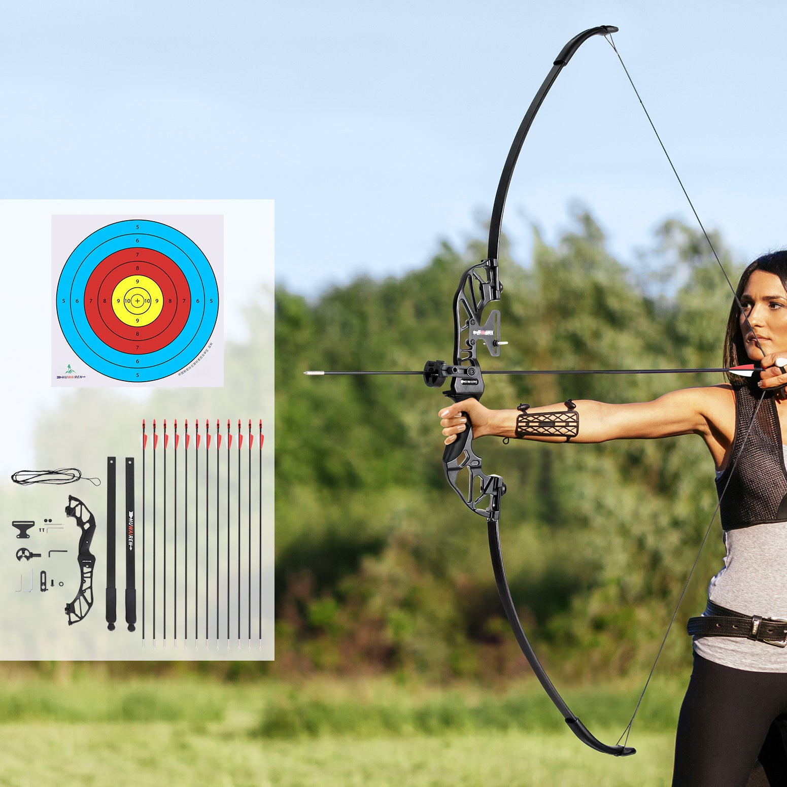 Everfit 55lbs Bow Arrow Set Recurve Takedown Archery Hunting for Beginner Red-Baby & Kids > Baby & Kid&