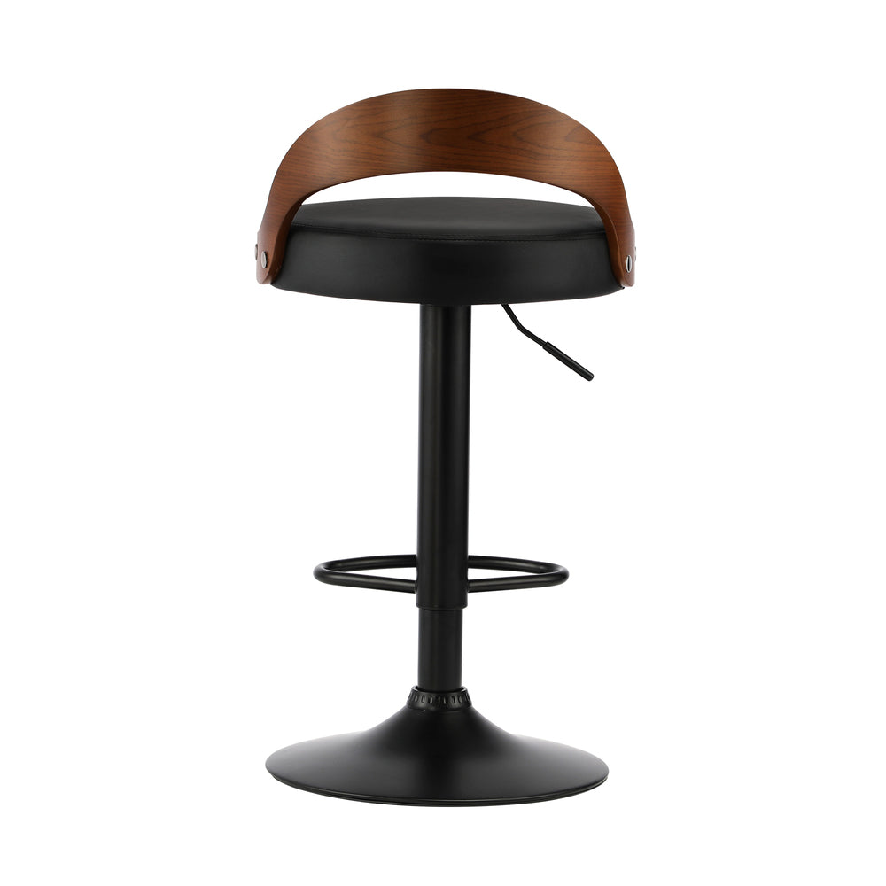 Oikiture 4x Bar Stools with Gas Lift Swivel Wooden PU Leather-Bar Stools-PEROZ Accessories