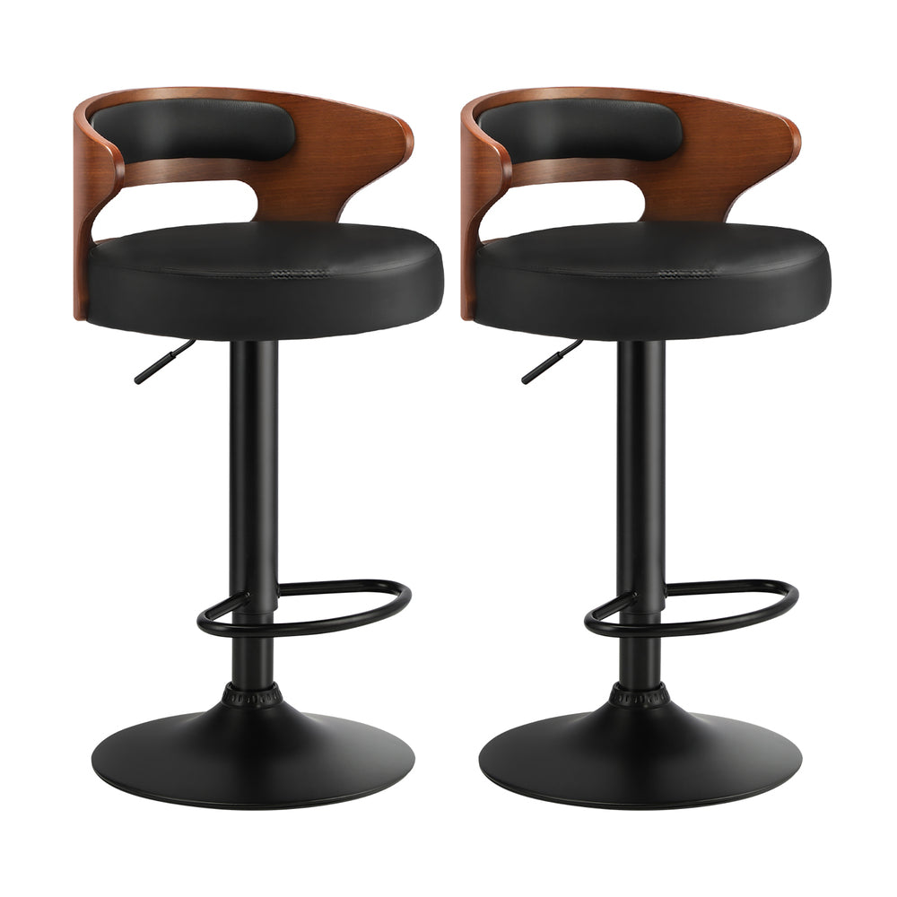 Oikiture 4x Bar Stools with Gas Lift Swivel Black-Bar Stools-PEROZ Accessories