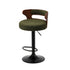 Oikiture 2x Bar Stools Gas Lift Swivel Chairs Wooden Boucle Green-Bar Stool-PEROZ Accessories