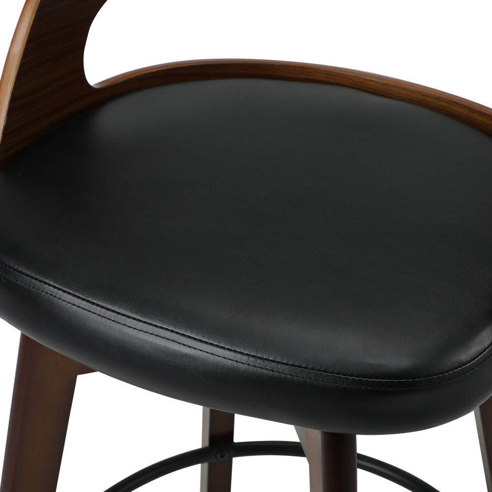 Oikiture 2x Bar Stools Swivel PU Leather Black-Bar Stool-PEROZ Accessories