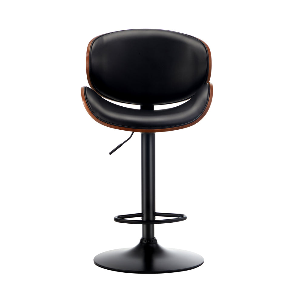 Oikiture Set of 4 Bar Stools Swivel Wooden Leather Gas Lift-Bar Stools-PEROZ Accessories