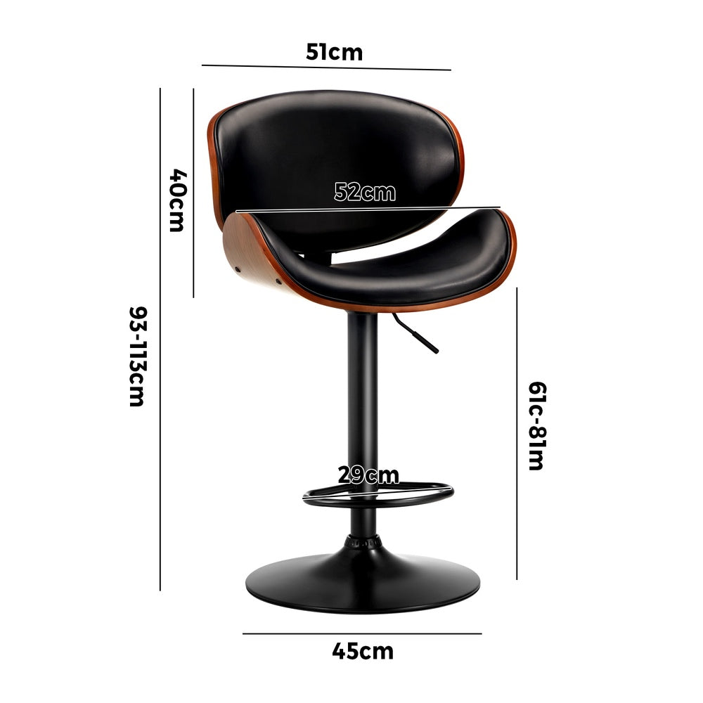 Oikiture Set of 4 Bar Stools Swivel Wooden Leather Gas Lift-Bar Stools-PEROZ Accessories