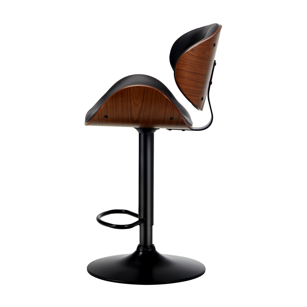 Oikiture Set of 4 Bar Stools Swivel Wooden Leather Gas Lift-Bar Stools-PEROZ Accessories
