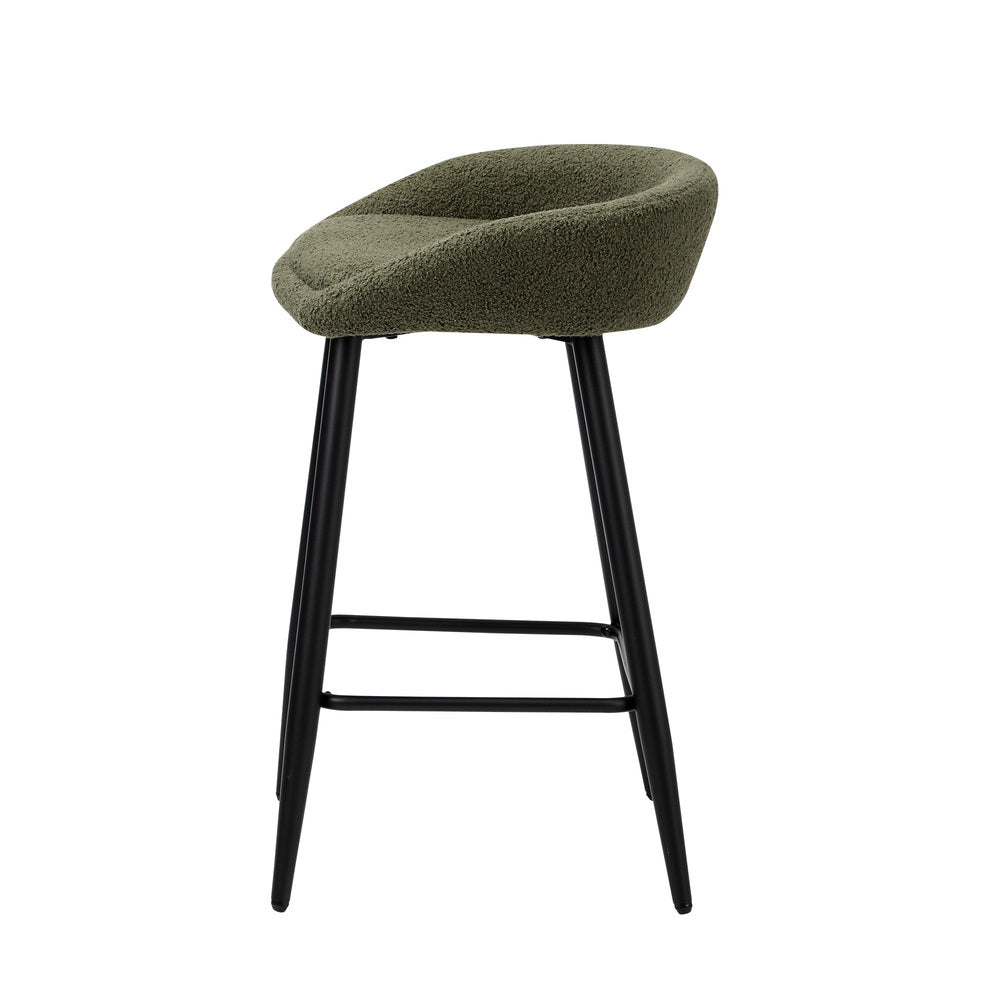 Oikiture 4PCS Bar Stools Boucle Fabric Green and Black-Bar Stool-PEROZ Accessories