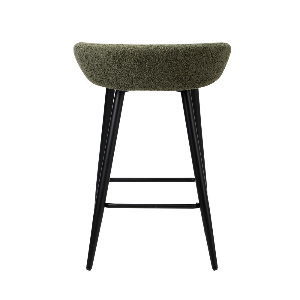 Oikiture 4PCS Bar Stools Boucle Fabric Green and Black-Bar Stool-PEROZ Accessories