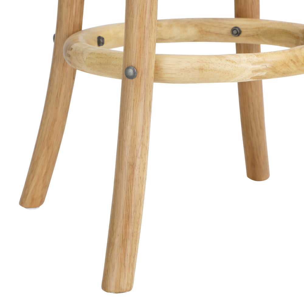 Oikiture 4x Bar Stools Dining Chair Rattan Seat Natural-Bar Stools-PEROZ Accessories