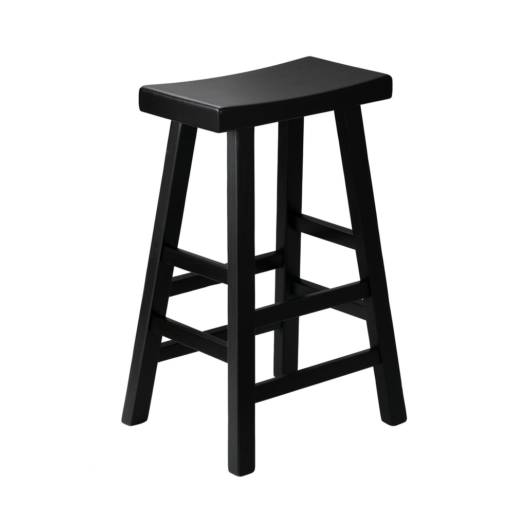 Oikiture Bar Stools Wooden Counter Chairs Black-Bar Stools-PEROZ Accessories