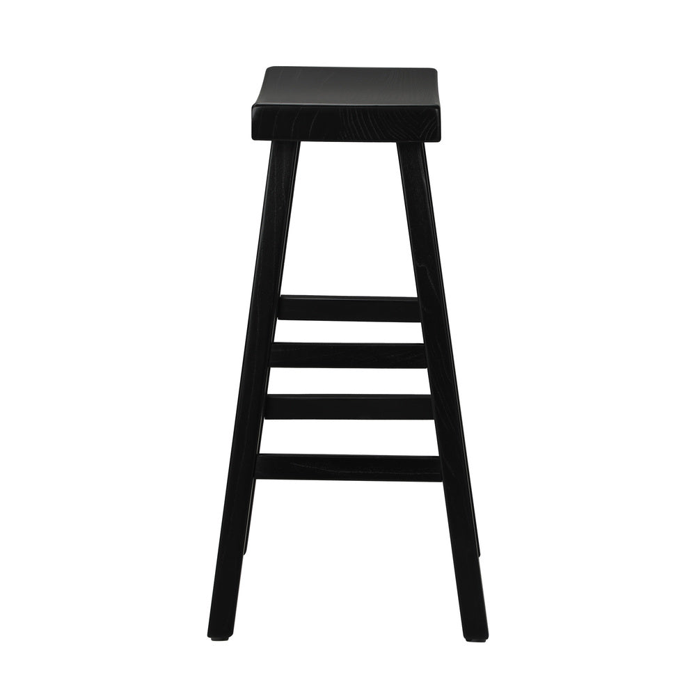 Oikiture 2X Bar Stools Wooden Counter Chairs Black-Bar Stools-PEROZ Accessories