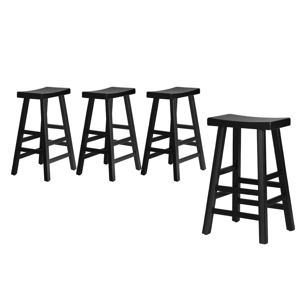 Oikiture 4X Bar Stools Wooden Counter Chairs Black-Bar Stools-PEROZ Accessories