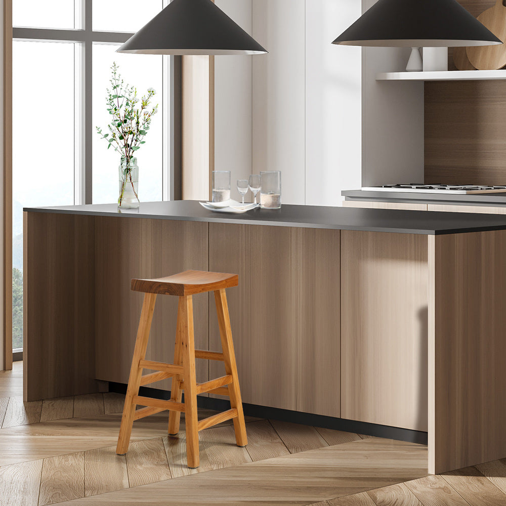 Oikiture Bar Stool Wooden Counter Chairs Natural-Bar Stools-PEROZ Accessories