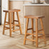 Oikiture 2X Bar Stool Wooden Counter Chairs Natural-Bar Stools-PEROZ Accessories