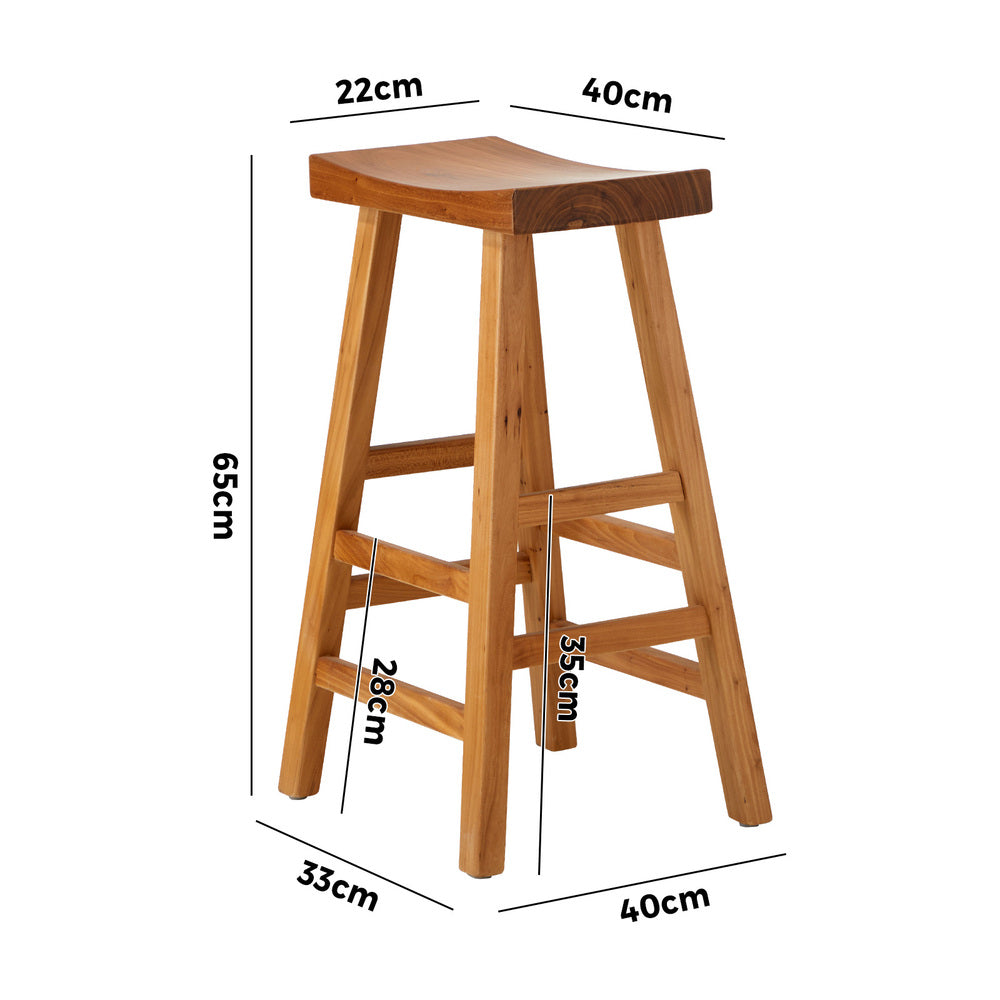 Oikiture Set of 4 Bar Stools Wooden Counter Chairs Natural-Bar Stools-PEROZ Accessories