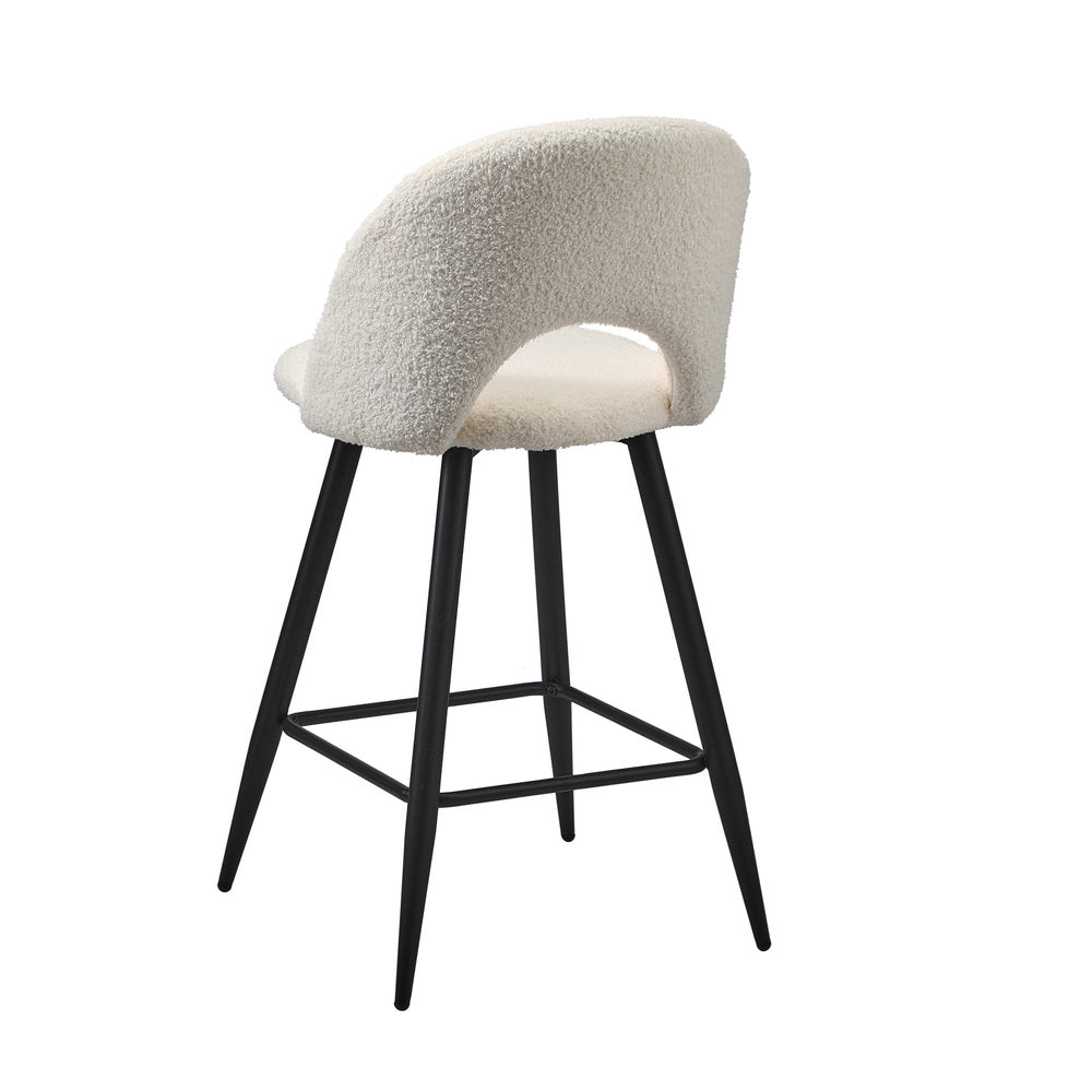 Oikiture 2x Bar Stools Kitchen Counter Stool Boucle White HORN-Bar Stool-PEROZ Accessories