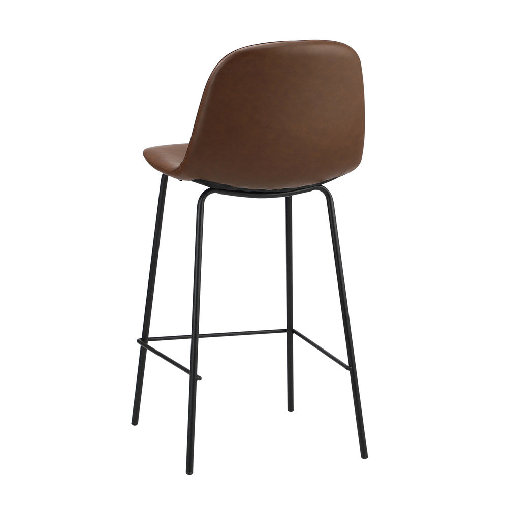 Oikiture 2x Bar Stools Kitchen Dining Chair PU Leather Brown-Bar Stool-PEROZ Accessories