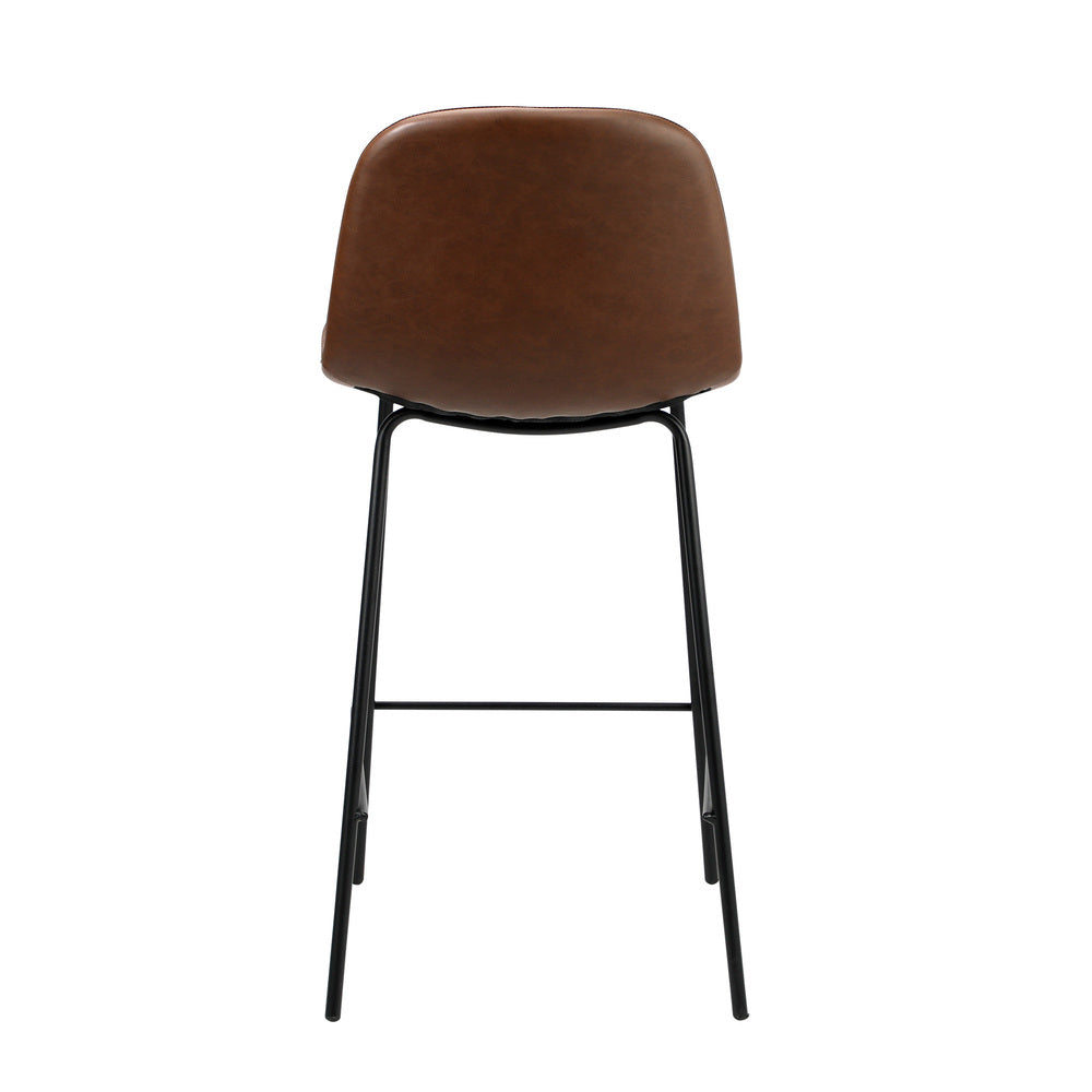 Oikiture 2x Bar Stools Kitchen Dining Chair PU Leather Brown-Bar Stool-PEROZ Accessories