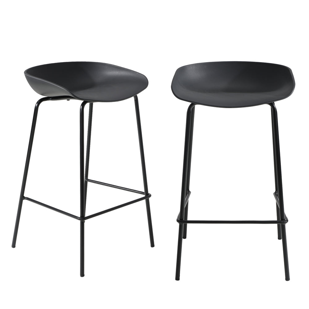 Oikiture 2x Kitchen Bar Stools Dinning Chairs Metal Black-Bar Stools-PEROZ Accessories