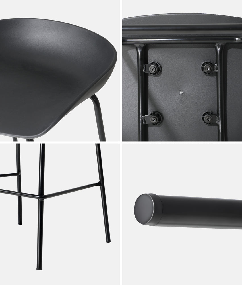 Oikiture 2x Kitchen Bar Stools Dinning Chairs Metal Black-Bar Stools-PEROZ Accessories