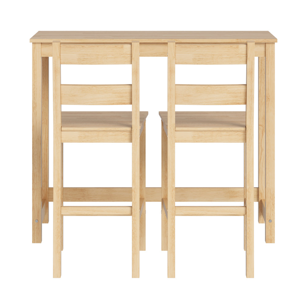 Oikiture 3PCS Bar Table Set Cafe Tables and 2 Stools Natural-Bar Sets-PEROZ Accessories